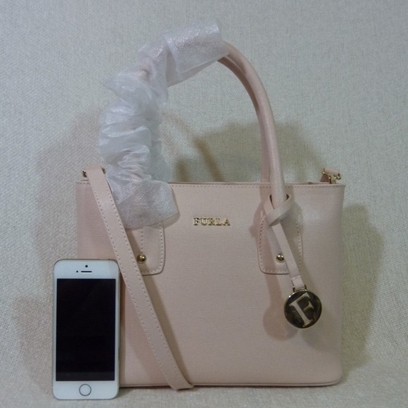 NEW FURLA Pink Saffiano Leather Small Josi Tote/Crossbody Bag Made in Italy Bag - Picture 3 of 13